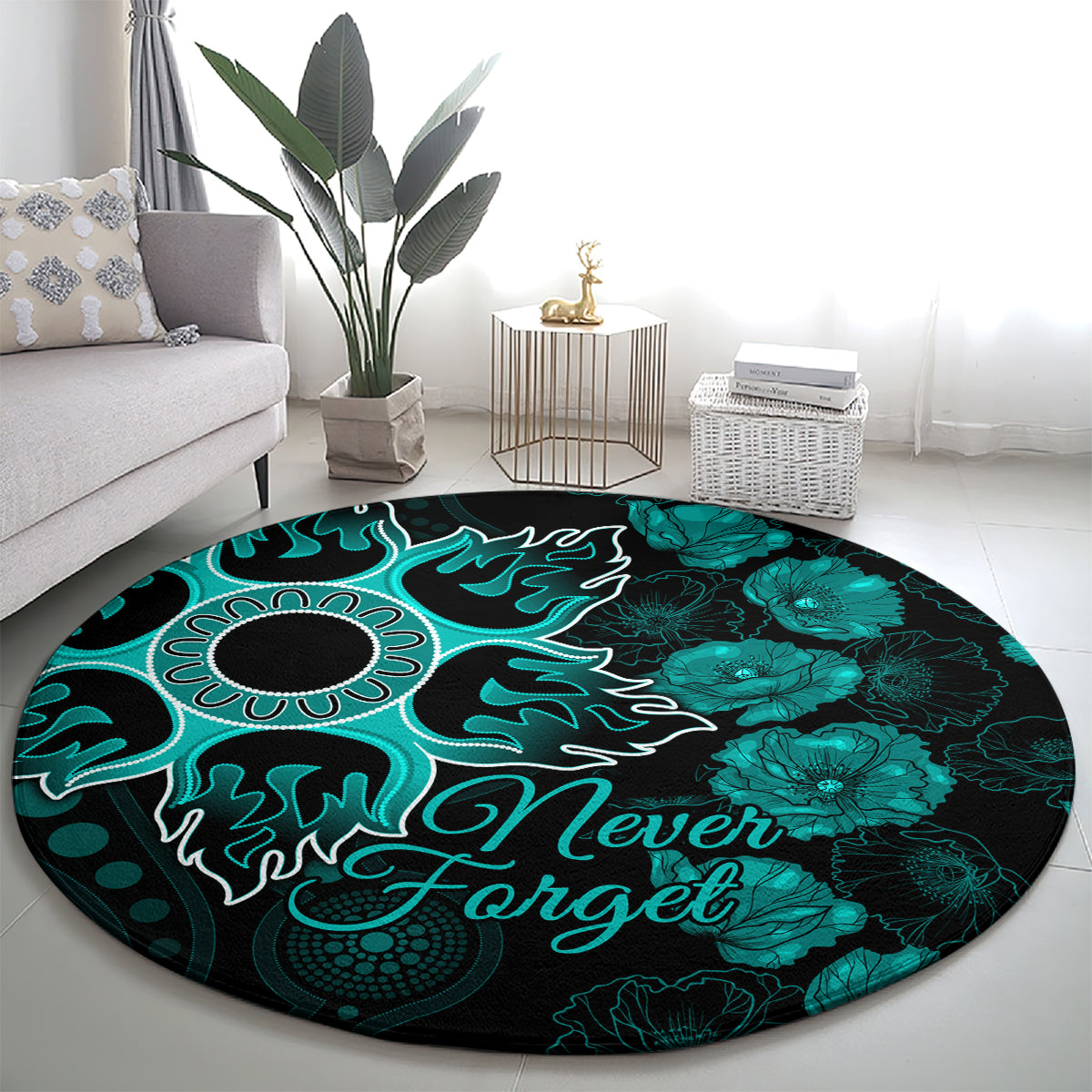 heat-cricket-never-forget-custom-round-carpet-anzac-day-with-poppy-aboriginal
