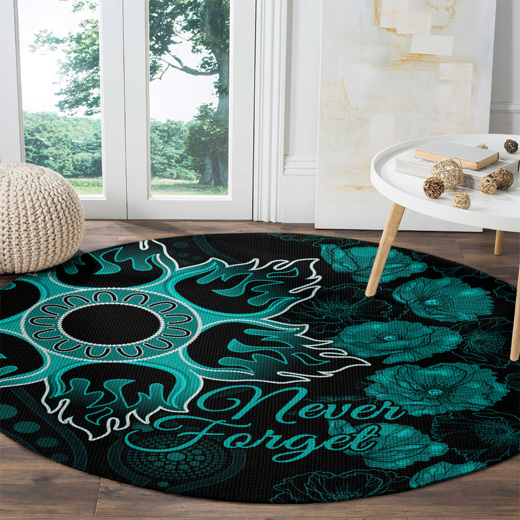 heat-cricket-never-forget-custom-round-carpet-anzac-day-with-poppy-aboriginal
