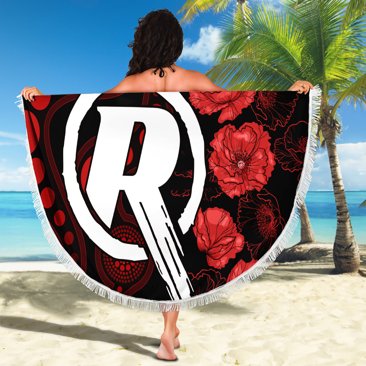 renegades-cricket-never-forget-custom-beach-blanket-anzac-day-with-poppy-aboriginal