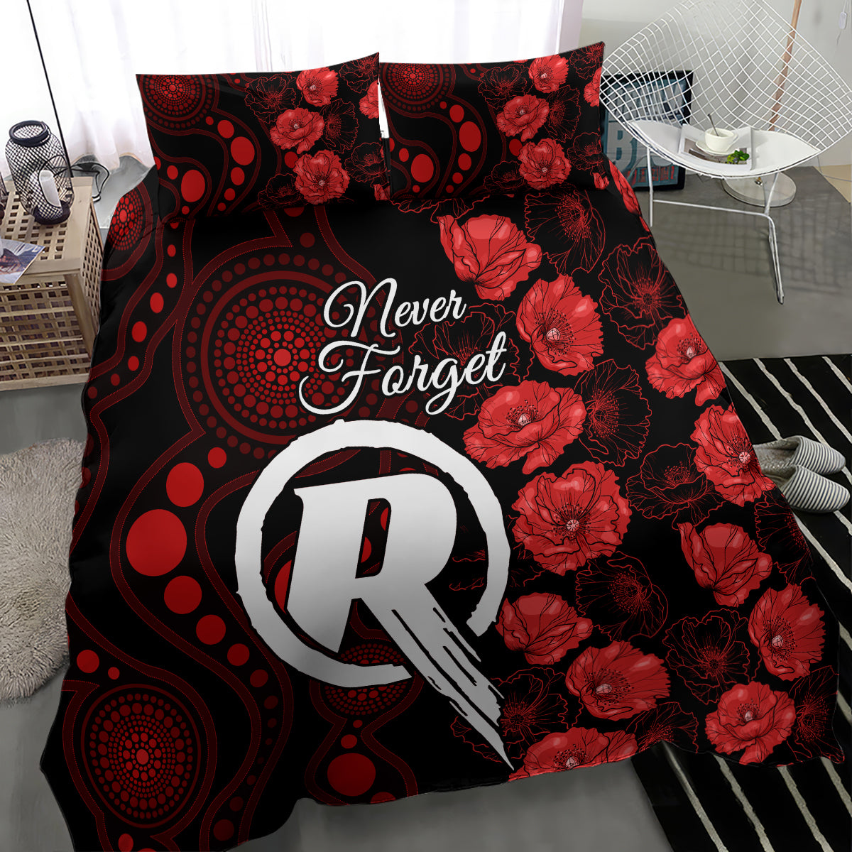 renegades-cricket-never-forget-custom-bedding-set-anzac-day-with-poppy-aboriginal