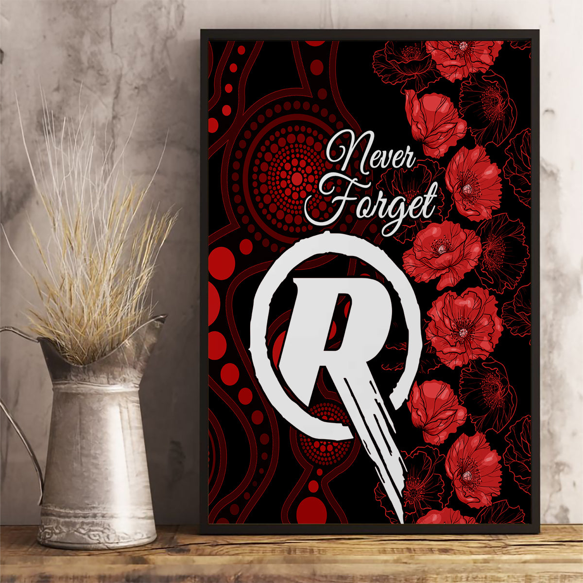 renegades-cricket-never-forget-custom-canvas-wall-art-anzac-day-with-poppy-aboriginal