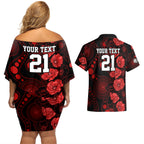 renegades-cricket-never-forget-custom-couples-matching-off-shoulder-short-dress-and-hawaiian-shirt-anzac-day-with-poppy-aboriginal