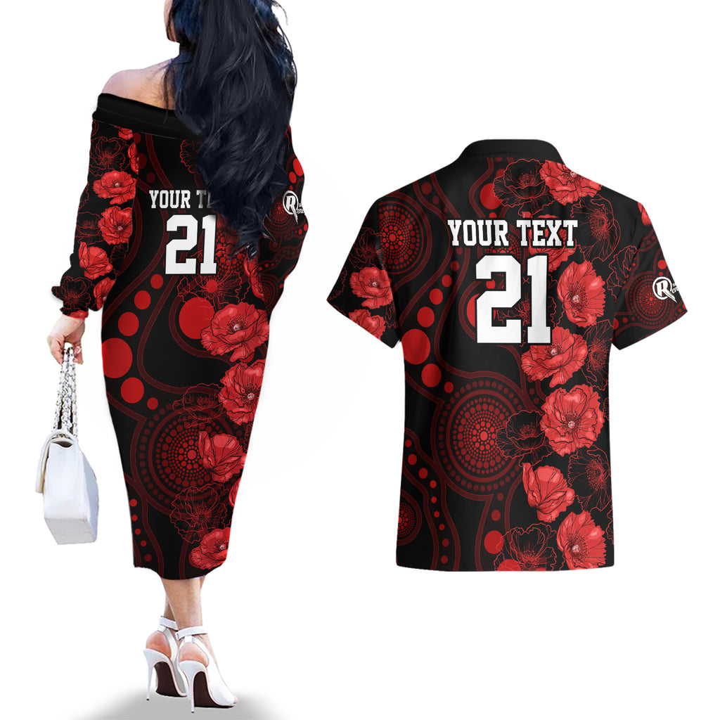 renegades-cricket-never-forget-custom-couples-matching-off-the-shoulder-long-sleeve-dress-and-hawaiian-shirt-anzac-day-with-poppy-aboriginal