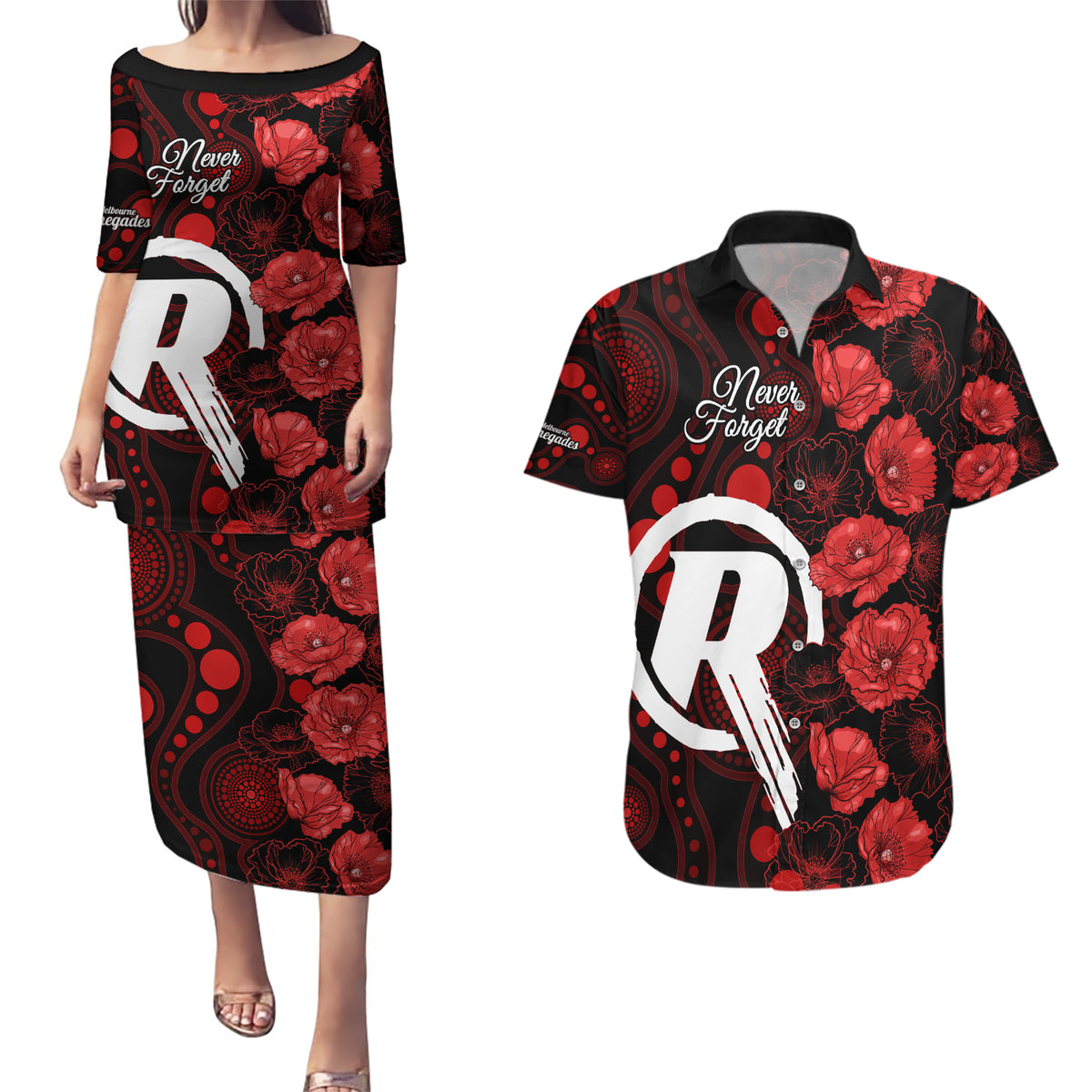 renegades-cricket-never-forget-custom-couples-matching-puletasi-dress-and-hawaiian-shirt-anzac-day-with-poppy-aboriginal