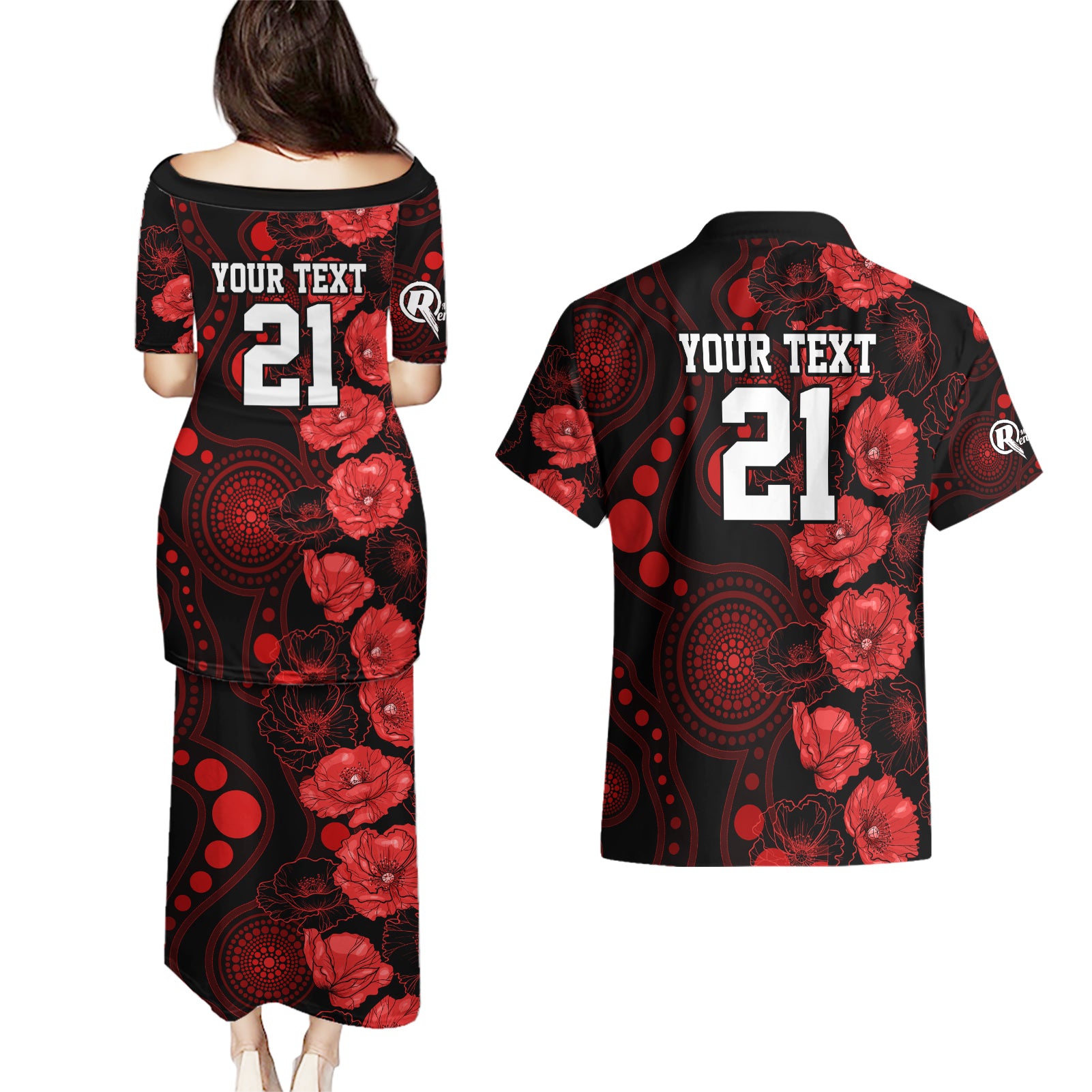 renegades-cricket-never-forget-custom-couples-matching-puletasi-dress-and-hawaiian-shirt-anzac-day-with-poppy-aboriginal