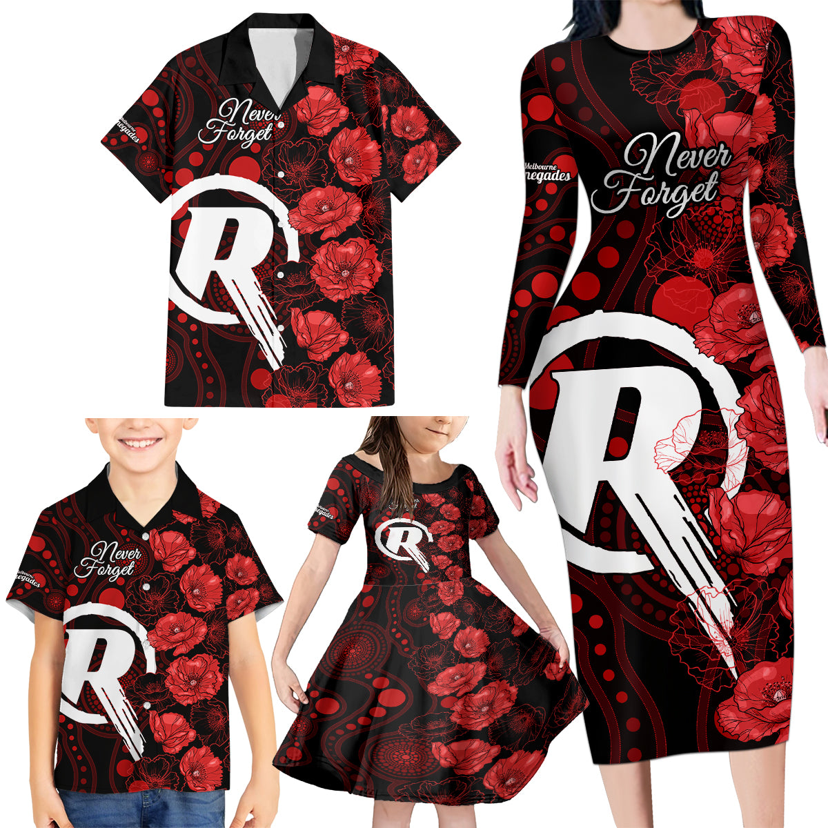 renegades-cricket-never-forget-custom-family-matching-long-sleeve-bodycon-dress-and-hawaiian-shirt-anzac-day-with-poppy-aboriginal