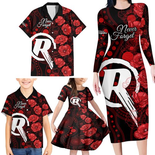 renegades-cricket-never-forget-custom-family-matching-long-sleeve-bodycon-dress-and-hawaiian-shirt-anzac-day-with-poppy-aboriginal
