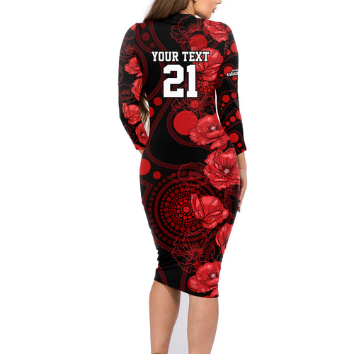 renegades-cricket-never-forget-custom-family-matching-long-sleeve-bodycon-dress-and-hawaiian-shirt-anzac-day-with-poppy-aboriginal