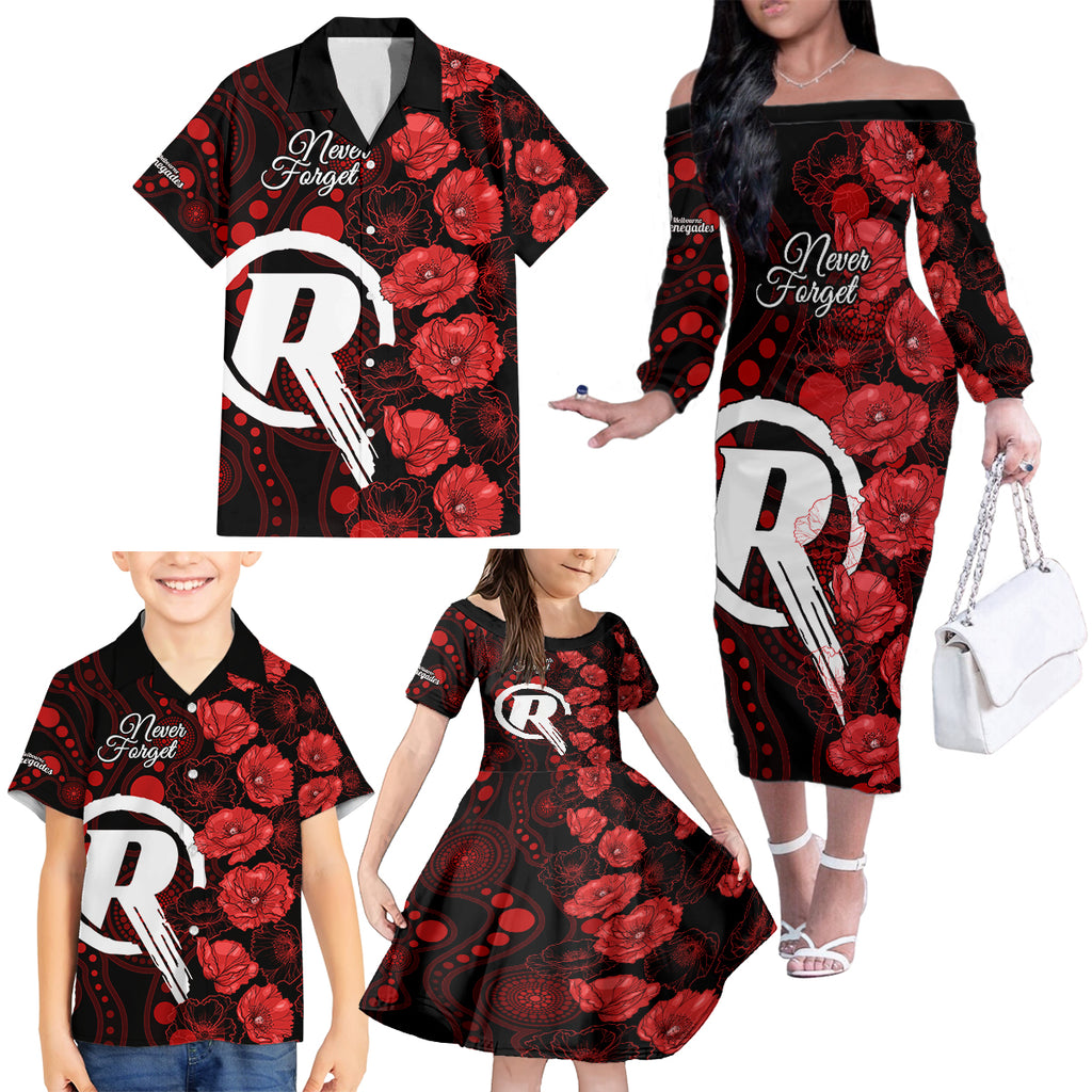 renegades-cricket-never-forget-custom-family-matching-off-shoulder-long-sleeve-dress-and-hawaiian-shirt-anzac-day-with-poppy-aboriginal