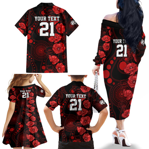 renegades-cricket-never-forget-custom-family-matching-off-shoulder-long-sleeve-dress-and-hawaiian-shirt-anzac-day-with-poppy-aboriginal
