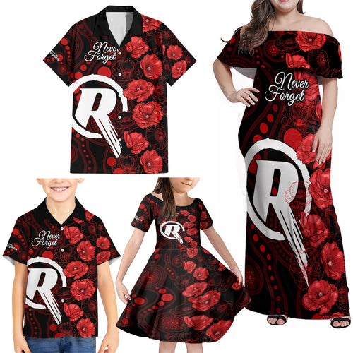 renegades-cricket-never-forget-custom-family-matching-off-shoulder-maxi-dress-and-hawaiian-shirt-anzac-day-with-poppy-aboriginal