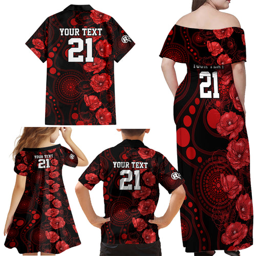 renegades-cricket-never-forget-custom-family-matching-off-shoulder-maxi-dress-and-hawaiian-shirt-anzac-day-with-poppy-aboriginal