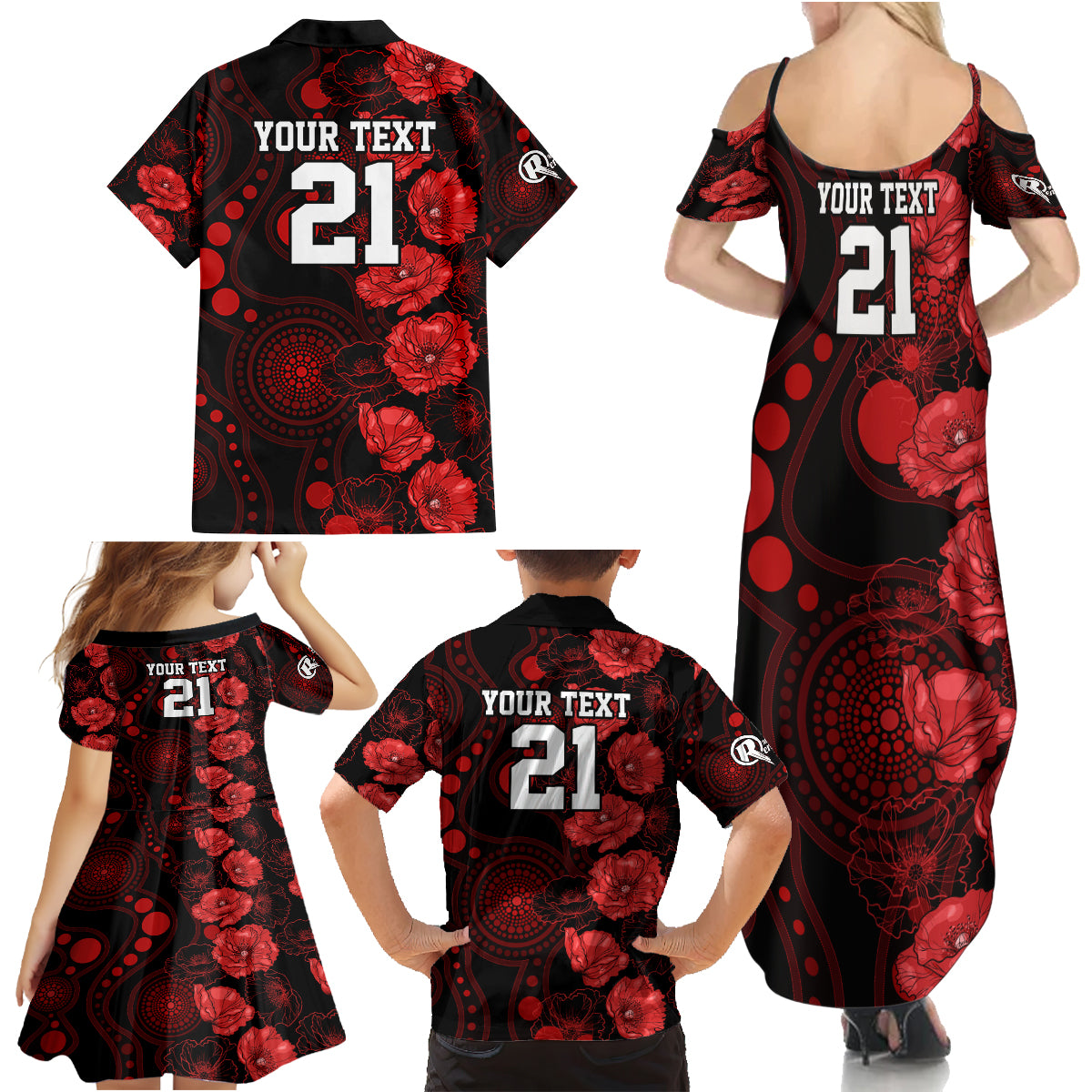 renegades-cricket-never-forget-custom-family-matching-summer-maxi-dress-and-hawaiian-shirt-anzac-day-with-poppy-aboriginal