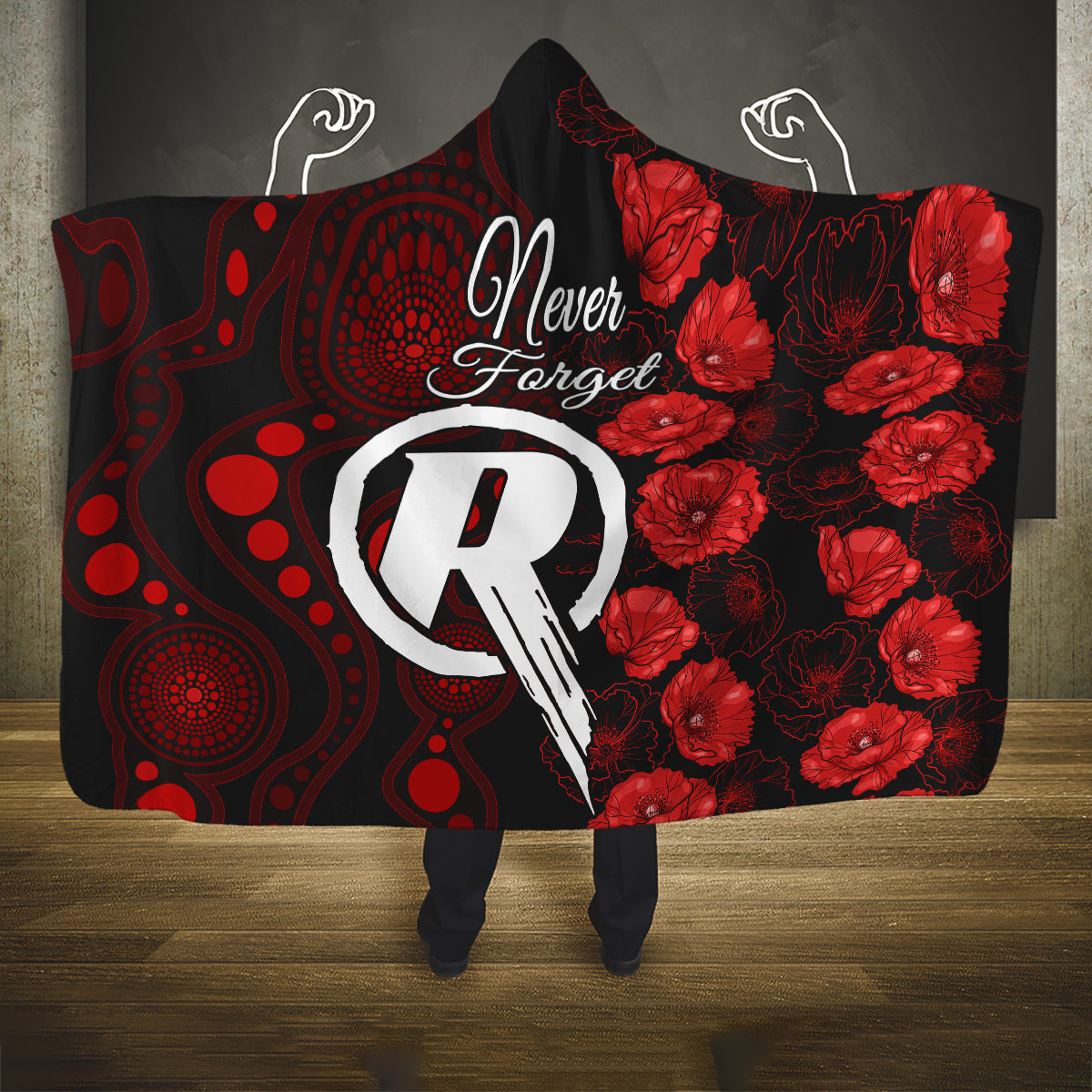 renegades-cricket-never-forget-custom-hooded-blanket-anzac-day-with-poppy-aboriginal