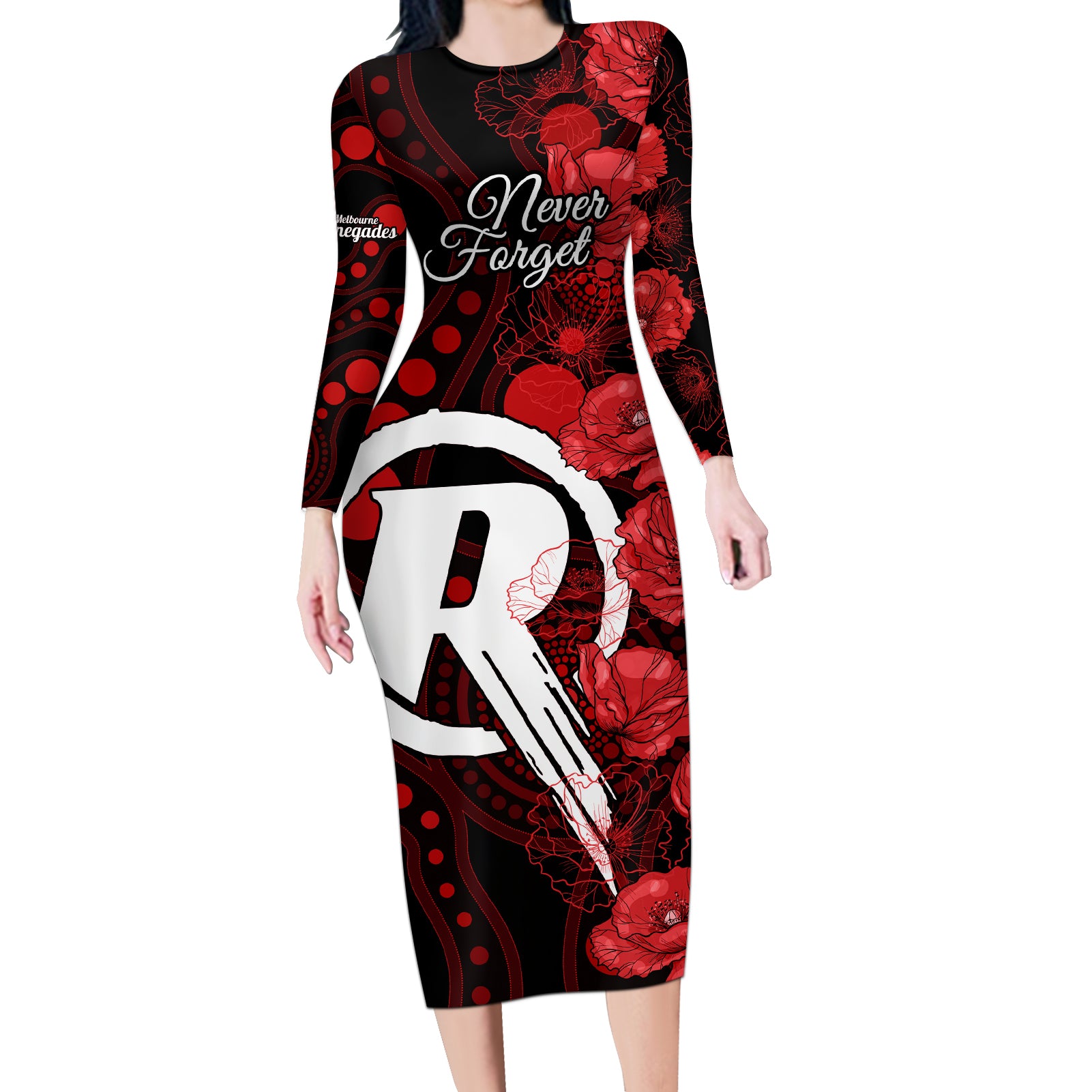 renegades-cricket-never-forget-custom-long-sleeve-bodycon-dress-anzac-day-with-poppy-aboriginal