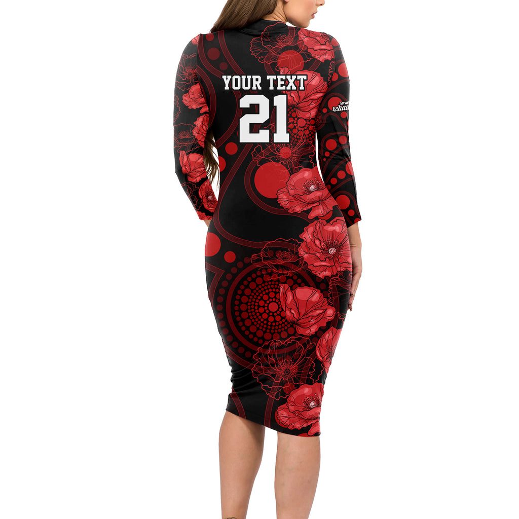 renegades-cricket-never-forget-custom-long-sleeve-bodycon-dress-anzac-day-with-poppy-aboriginal