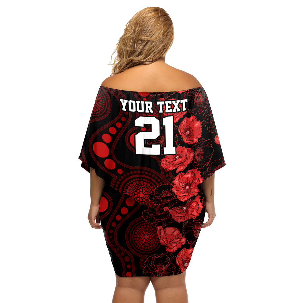 renegades-cricket-never-forget-custom-off-shoulder-short-dress-anzac-day-with-poppy-aboriginal