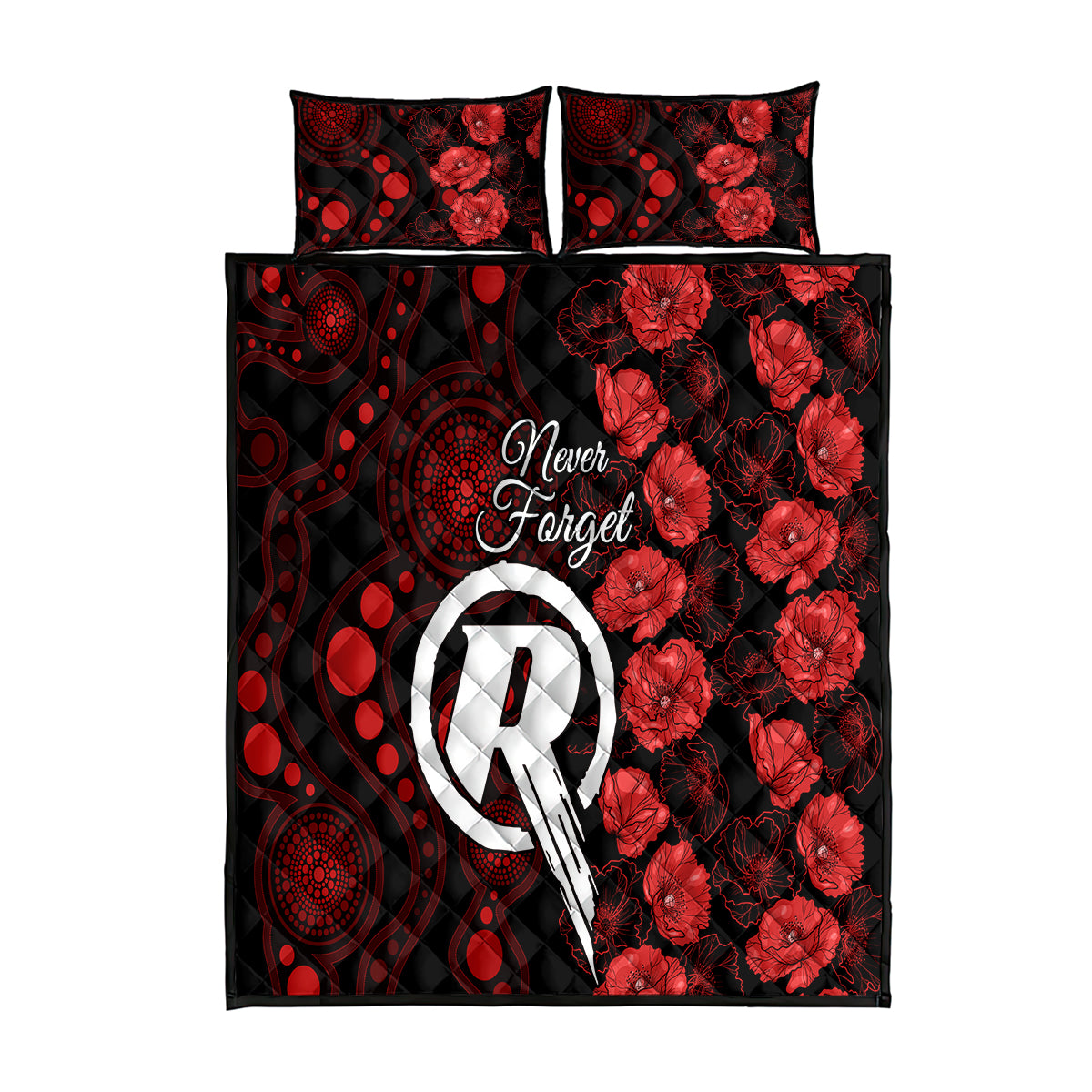 renegades-cricket-never-forget-custom-quilt-bed-set-anzac-day-with-poppy-aboriginal