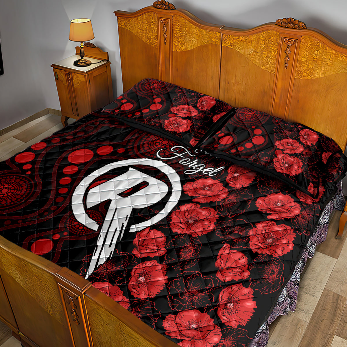 renegades-cricket-never-forget-custom-quilt-bed-set-anzac-day-with-poppy-aboriginal