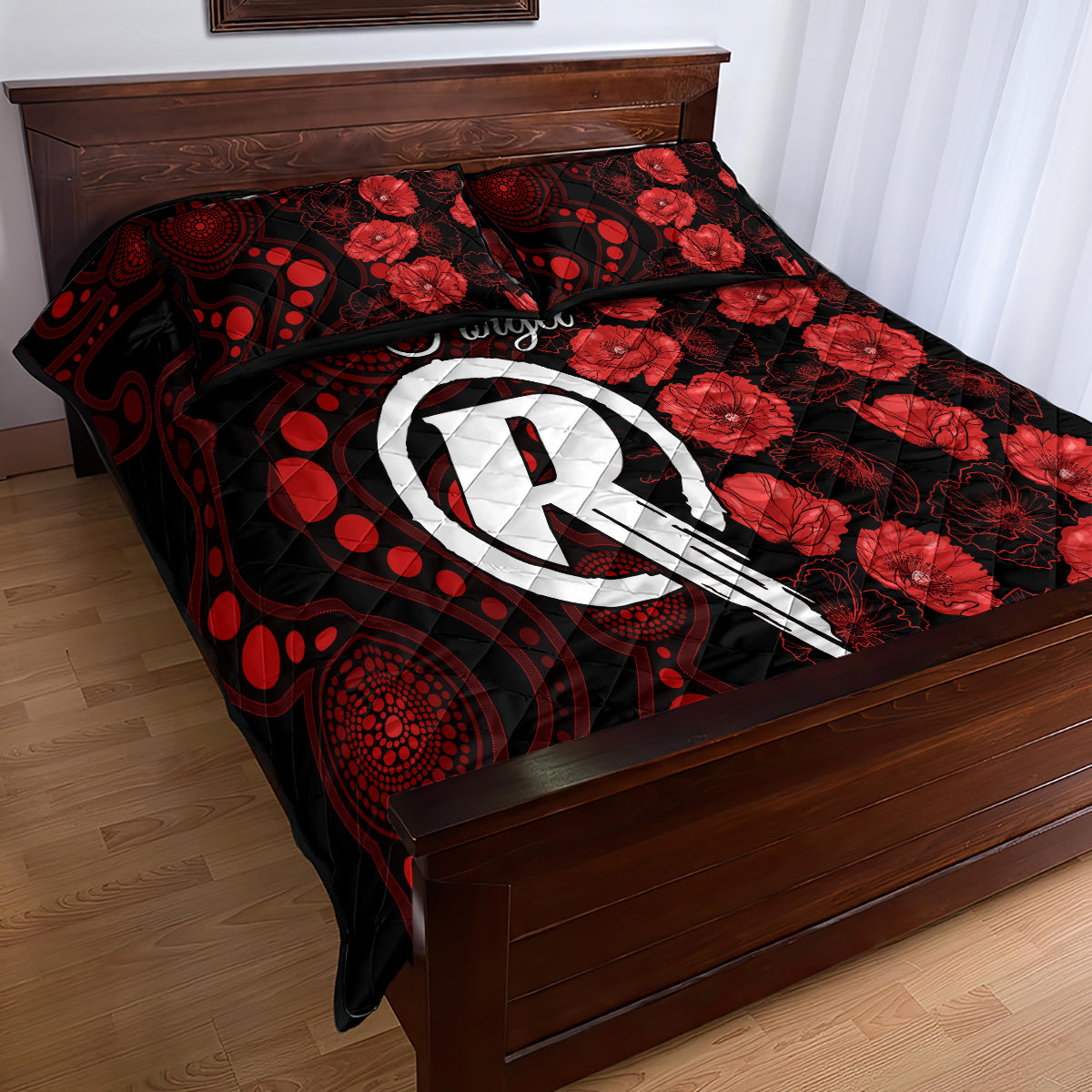 renegades-cricket-never-forget-custom-quilt-bed-set-anzac-day-with-poppy-aboriginal