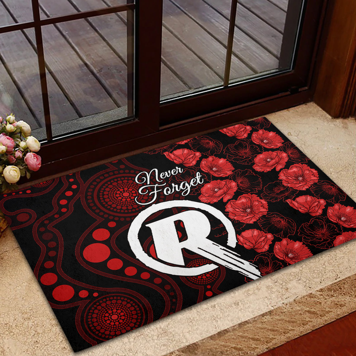 renegades-cricket-never-forget-custom-rubber-doormat-anzac-day-with-poppy-aboriginal