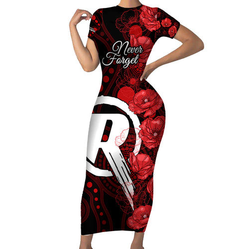 renegades-cricket-never-forget-custom-short-sleeve-bodycon-dress-anzac-day-with-poppy-aboriginal