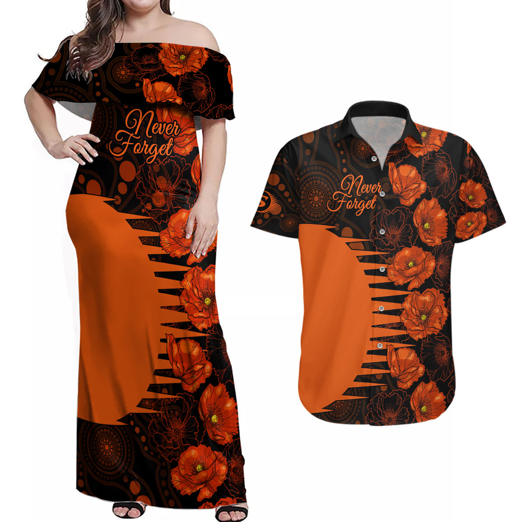 scorchers-cricket-never-forget-custom-couples-matching-off-shoulder-maxi-dress-and-hawaiian-shirt-anzac-day-with-poppy-aboriginal