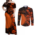 scorchers-cricket-never-forget-custom-couples-matching-off-shoulder-maxi-dress-and-long-sleeve-button-shirt-anzac-day-with-poppy-aboriginal