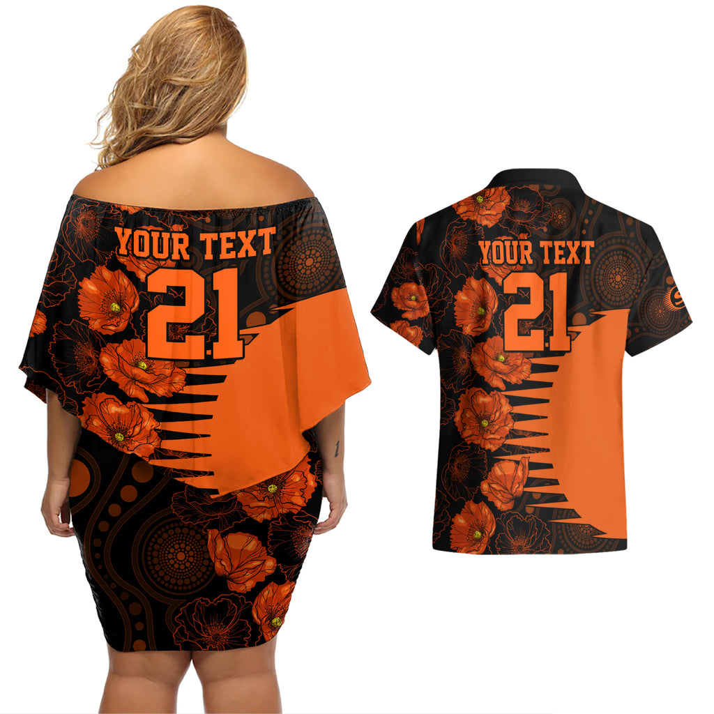 scorchers-cricket-never-forget-custom-couples-matching-off-shoulder-short-dress-and-hawaiian-shirt-anzac-day-with-poppy-aboriginal