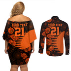 scorchers-cricket-never-forget-custom-couples-matching-off-shoulder-short-dress-and-long-sleeve-button-shirt-anzac-day-with-poppy-aboriginal