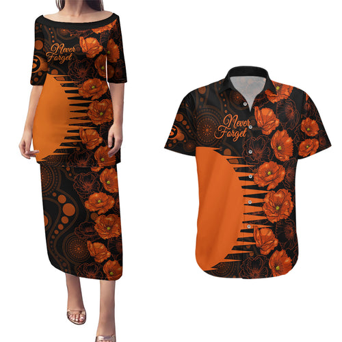 scorchers-cricket-never-forget-custom-couples-matching-puletasi-dress-and-hawaiian-shirt-anzac-day-with-poppy-aboriginal