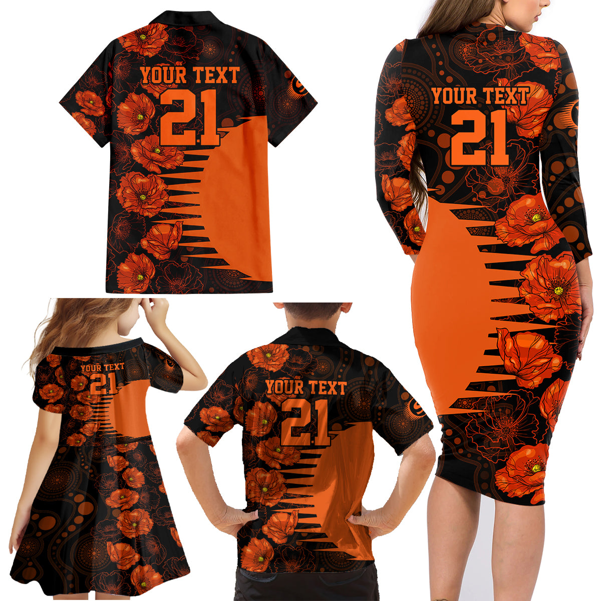 scorchers-cricket-never-forget-custom-family-matching-long-sleeve-bodycon-dress-and-hawaiian-shirt-anzac-day-with-poppy-aboriginal