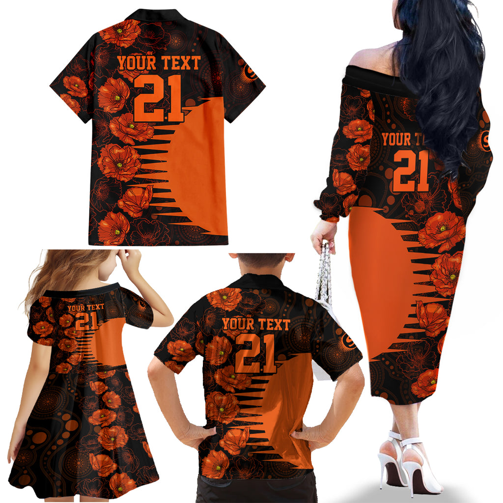 scorchers-cricket-never-forget-custom-family-matching-off-shoulder-long-sleeve-dress-and-hawaiian-shirt-anzac-day-with-poppy-aboriginal