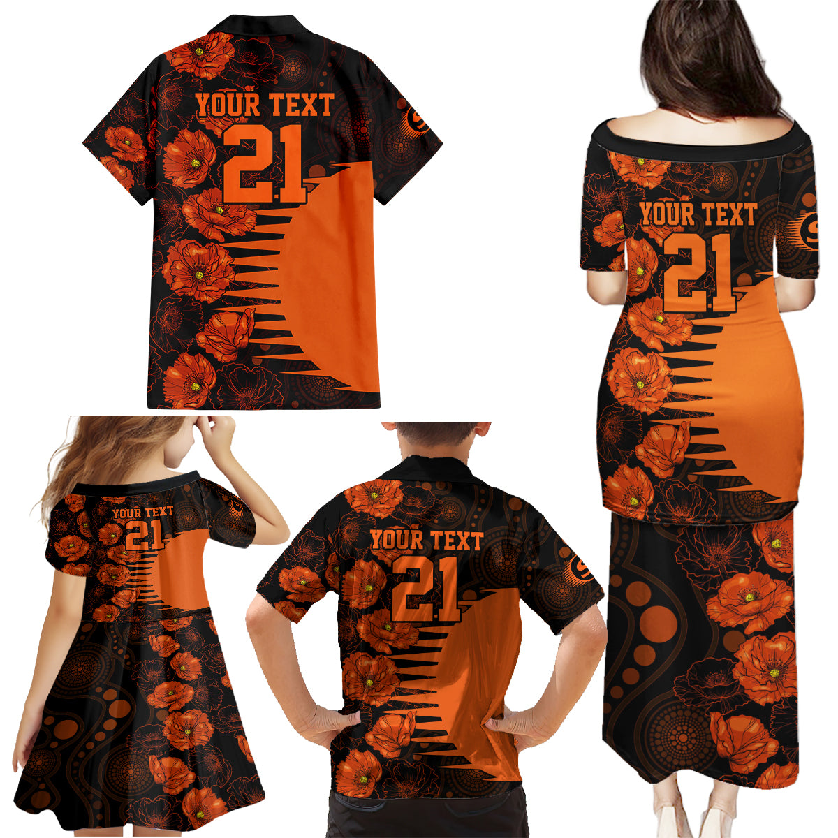 scorchers-cricket-never-forget-custom-family-matching-puletasi-dress-and-hawaiian-shirt-anzac-day-with-poppy-aboriginal