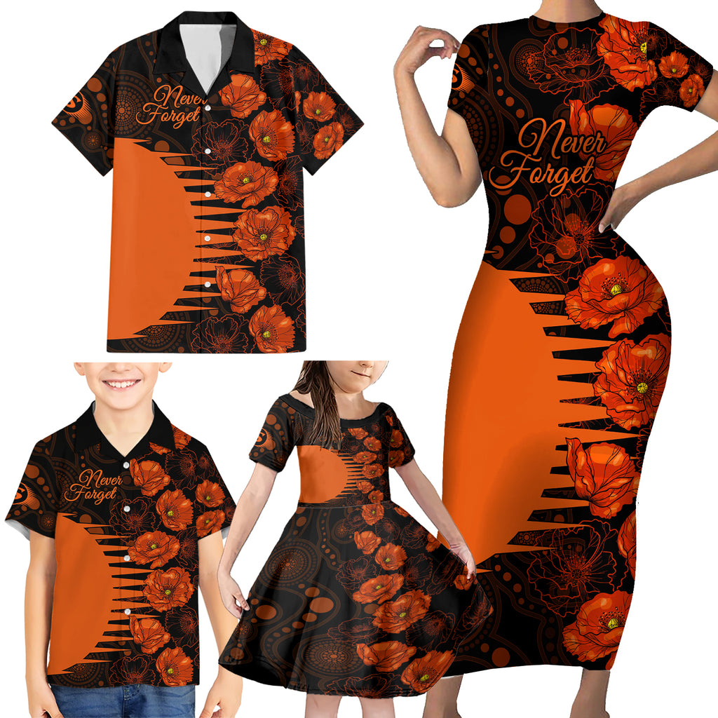 scorchers-cricket-never-forget-custom-family-matching-short-sleeve-bodycon-dress-and-hawaiian-shirt-anzac-day-with-poppy-aboriginal