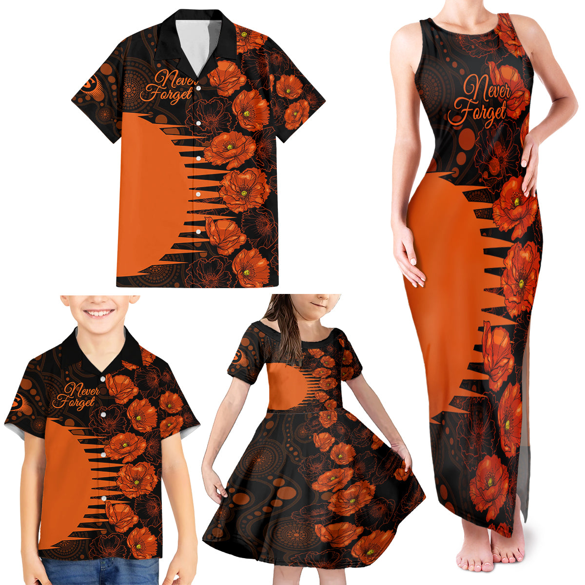 scorchers-cricket-never-forget-custom-family-matching-tank-maxi-dress-and-hawaiian-shirt-anzac-day-with-poppy-aboriginal