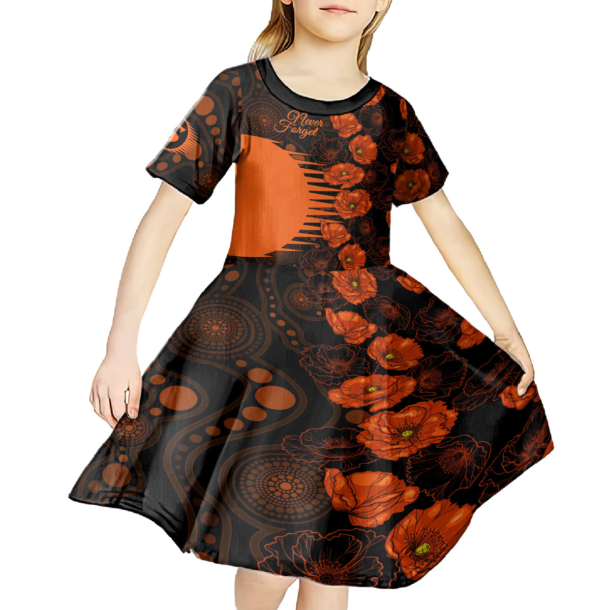 scorchers-cricket-never-forget-custom-kid-short-sleeve-dress-anzac-day-with-poppy-aboriginal