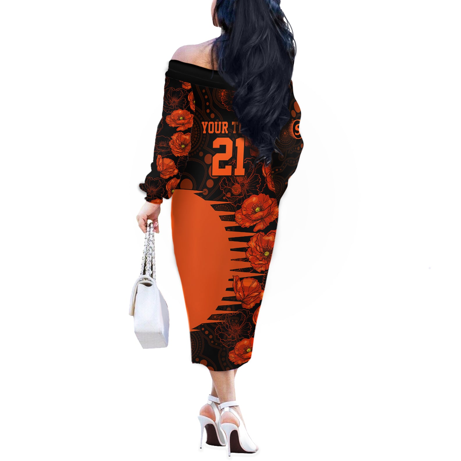 scorchers-cricket-never-forget-custom-off-the-shoulder-long-sleeve-dress-anzac-day-with-poppy-aboriginal