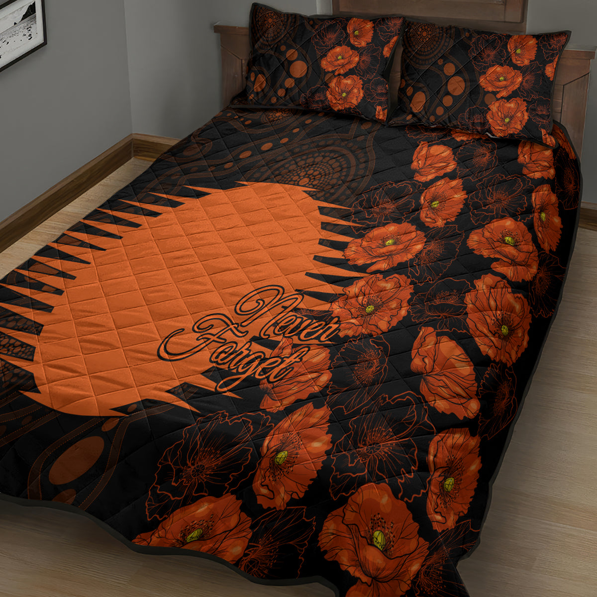 scorchers-cricket-never-forget-custom-quilt-bed-set-anzac-day-with-poppy-aboriginal