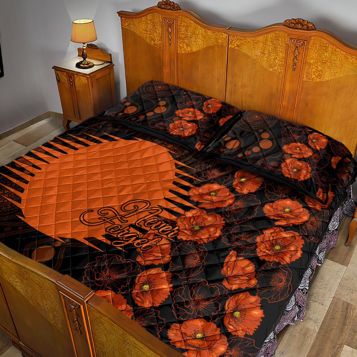 scorchers-cricket-never-forget-custom-quilt-bed-set-anzac-day-with-poppy-aboriginal
