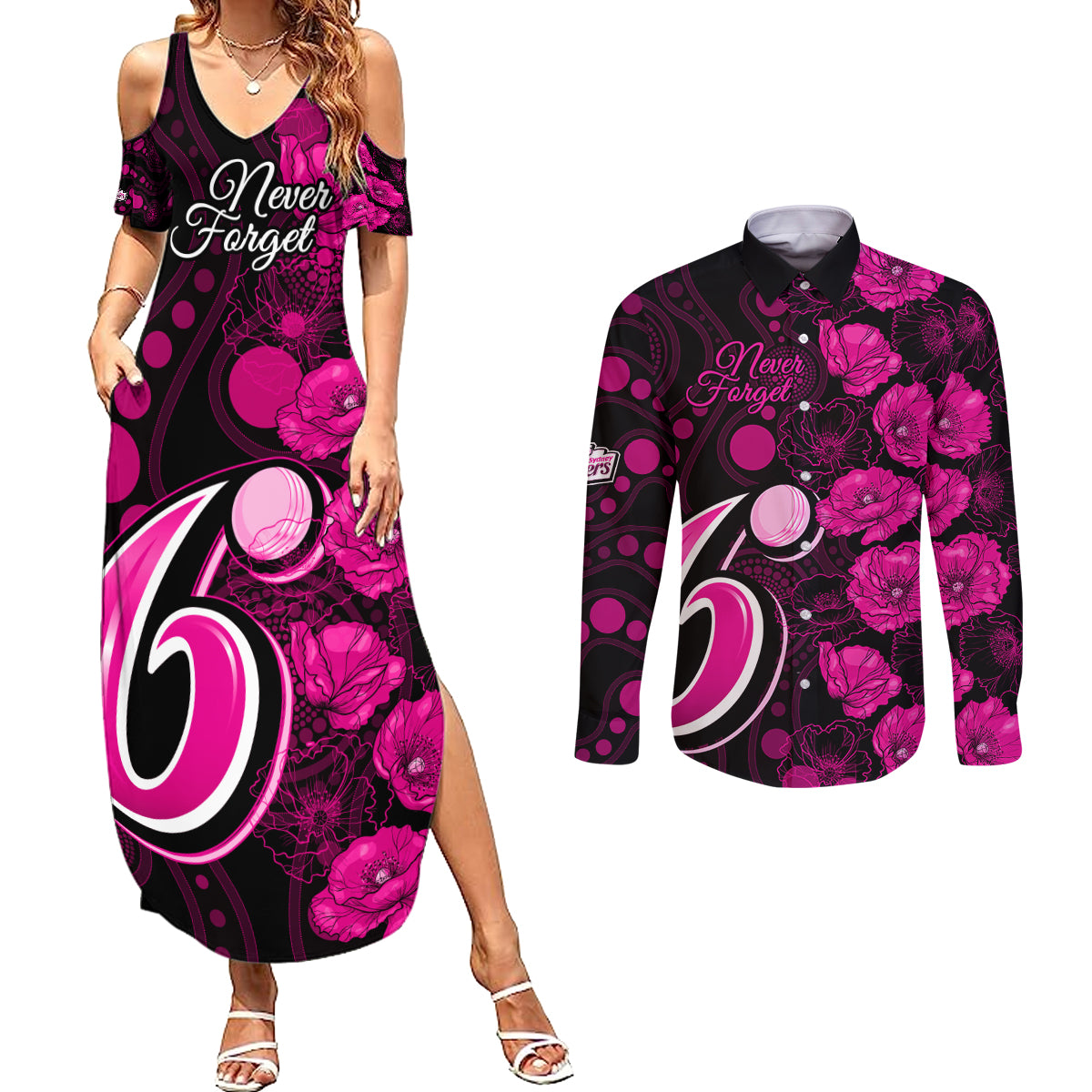 sixers-cricket-never-forget-custom-couples-matching-summer-maxi-dress-and-long-sleeve-button-shirt-anzac-day-with-poppy-aboriginal