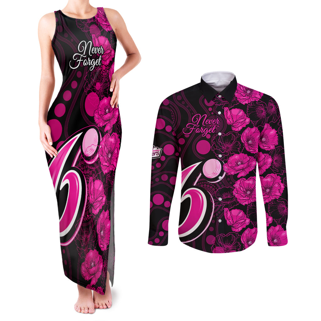 sixers-cricket-never-forget-custom-couples-matching-tank-maxi-dress-and-long-sleeve-button-shirt-anzac-day-with-poppy-aboriginal