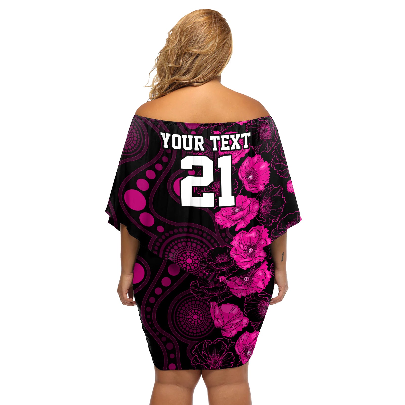 sixers-cricket-never-forget-custom-off-shoulder-short-dress-anzac-day-with-poppy-aboriginal