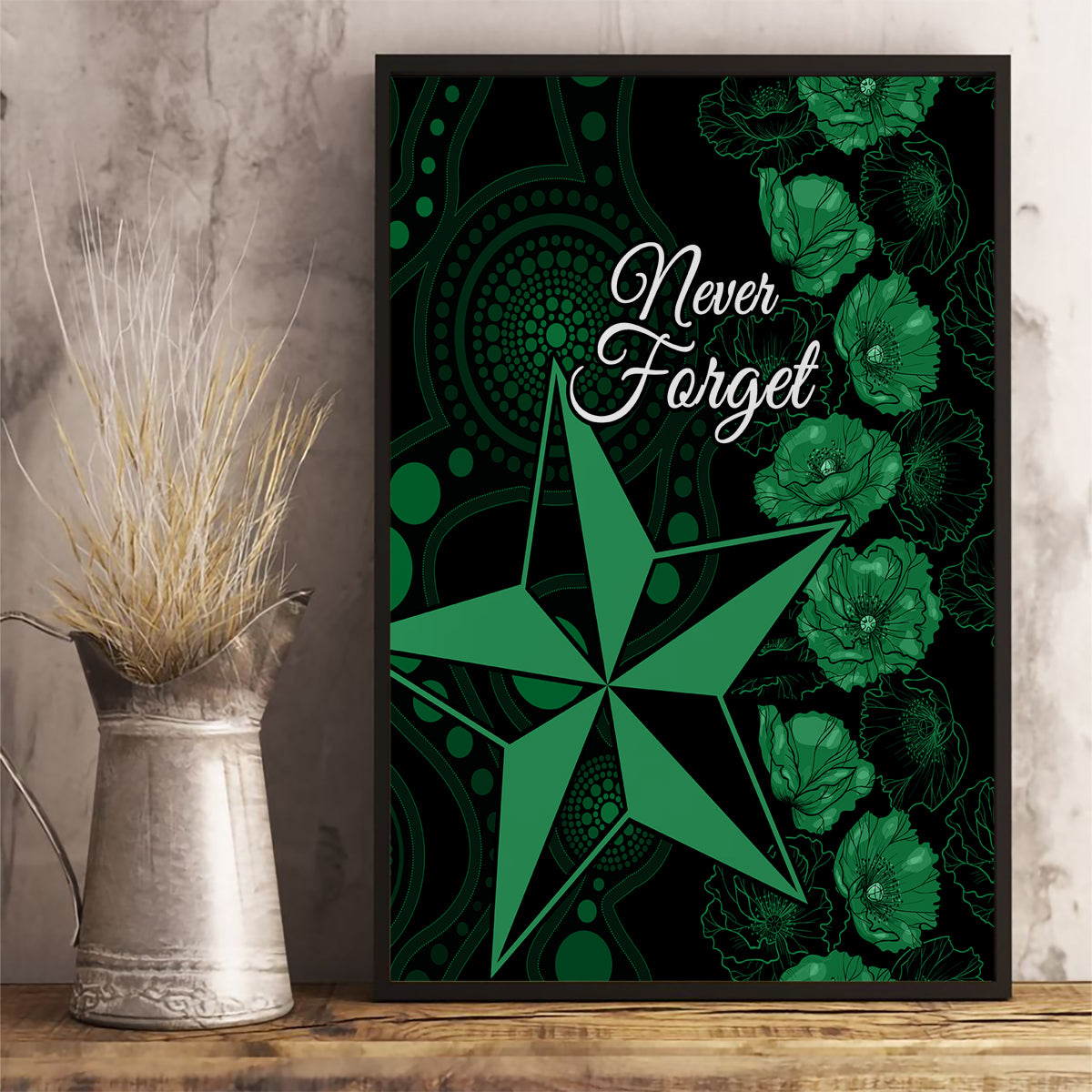 stars-cricket-never-forget-custom-canvas-wall-art-anzac-day-with-poppy-aboriginal