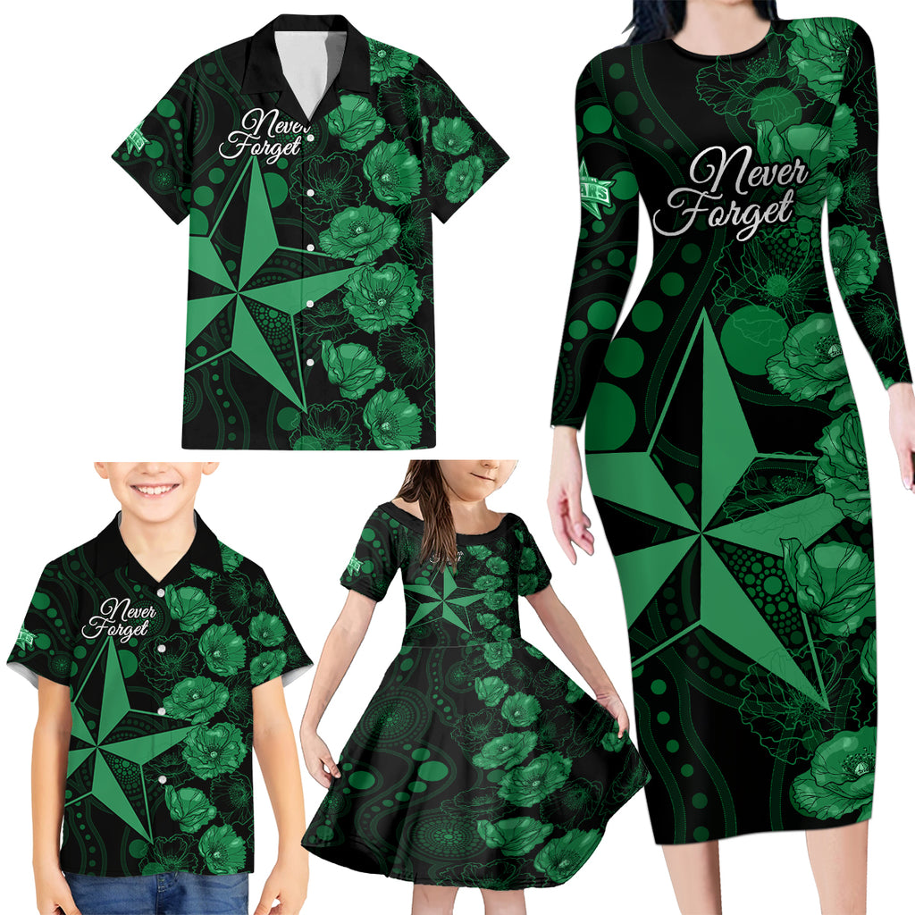 stars-cricket-never-forget-custom-family-matching-long-sleeve-bodycon-dress-and-hawaiian-shirt-anzac-day-with-poppy-aboriginal