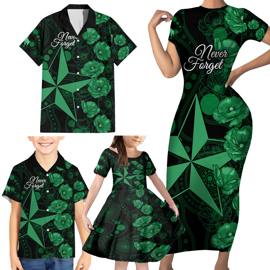 stars-cricket-never-forget-custom-family-matching-short-sleeve-bodycon-dress-and-hawaiian-shirt-anzac-day-with-poppy-aboriginal
