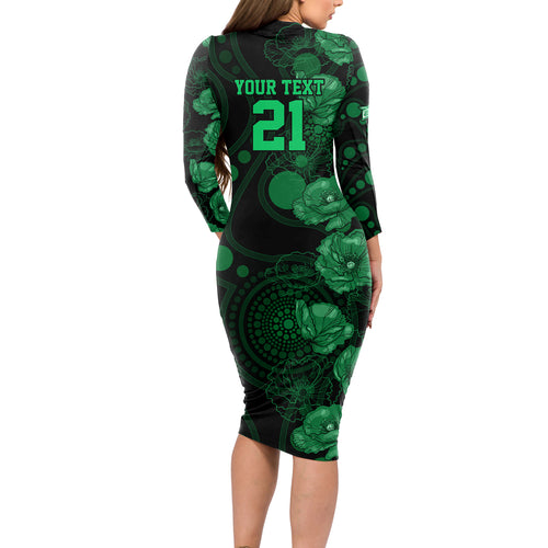 stars-cricket-never-forget-custom-long-sleeve-bodycon-dress-anzac-day-with-poppy-aboriginal