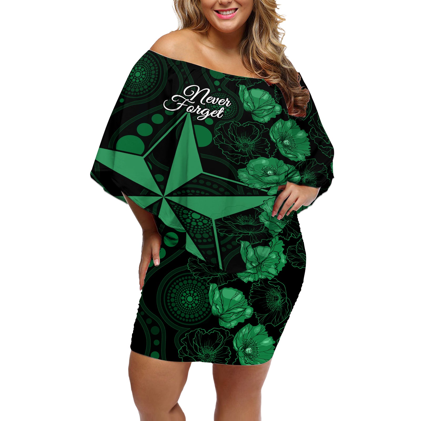 stars-cricket-never-forget-custom-off-shoulder-short-dress-anzac-day-with-poppy-aboriginal