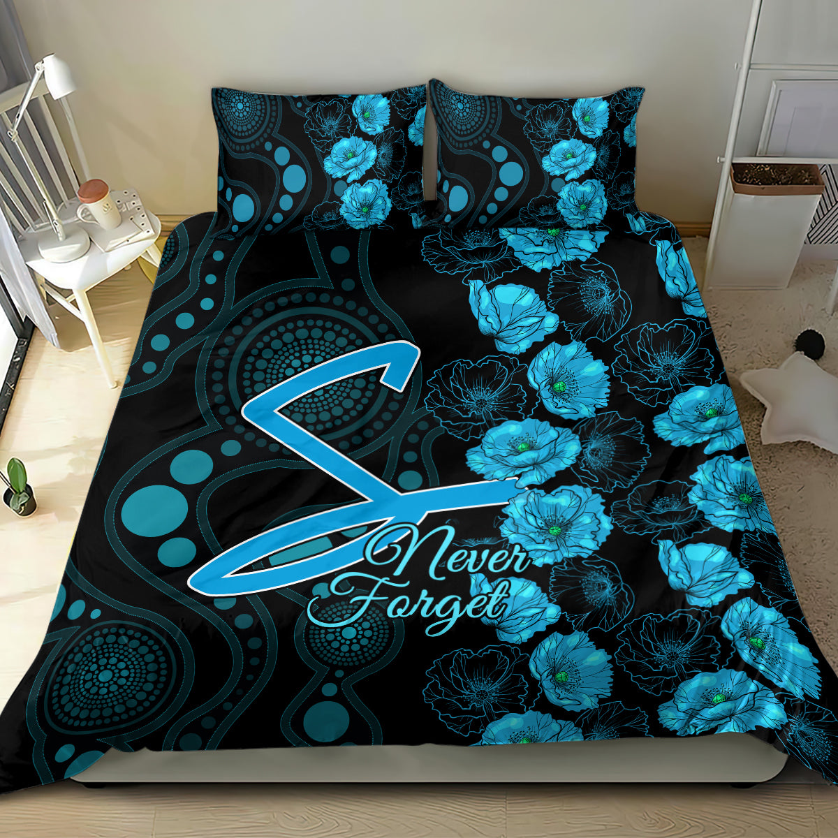 strikers-cricket-never-forget-custom-bedding-set-anzac-day-with-poppy-aboriginal