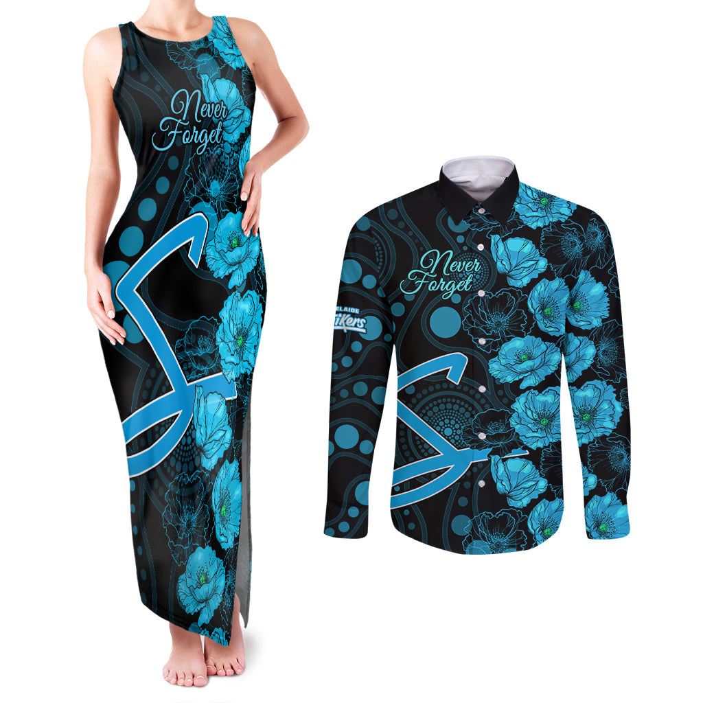 strikers-cricket-never-forget-custom-couples-matching-tank-maxi-dress-and-long-sleeve-button-shirt-anzac-day-with-poppy-aboriginal